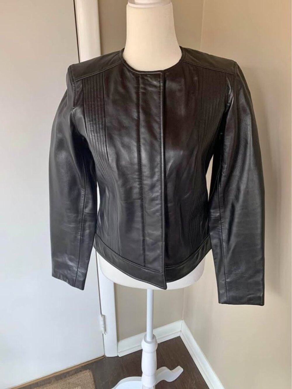 Vintage Margaret Godfrey for Bloomingdale’s Black Leather Moto Jacket 4P
